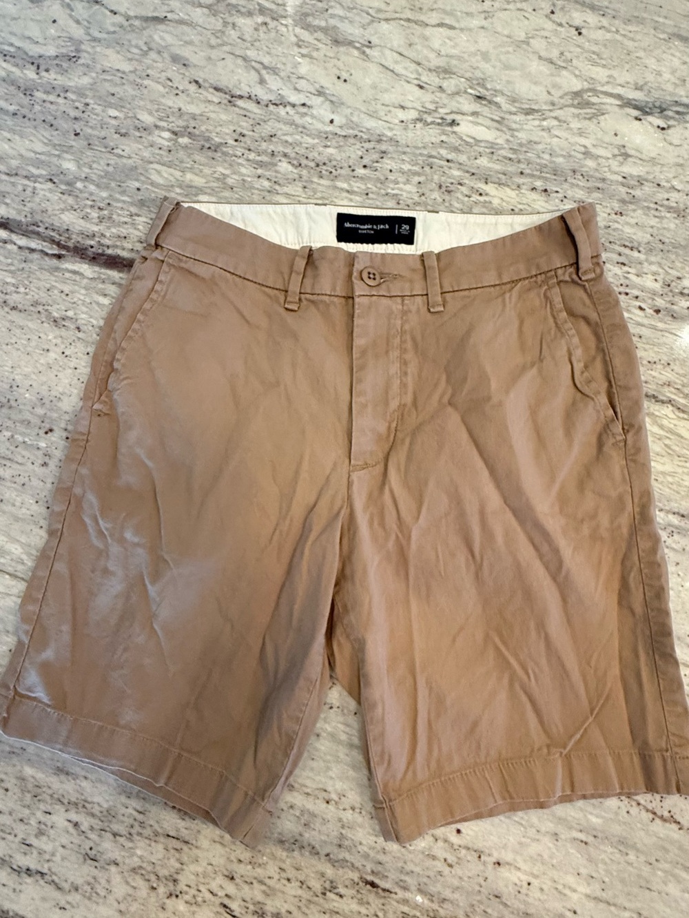 Abercrombie & Fitch Men's Tan Flat-Front Chino Shorts